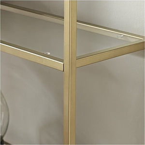 Pemberly Row Glass Bookcase in Antique Gold