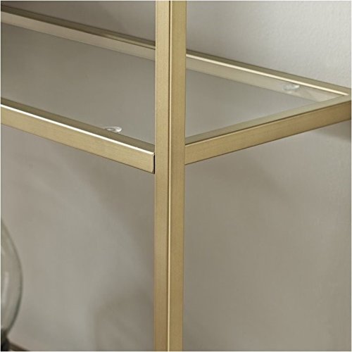 Pemberly Row Glass Bookcase in Antique Gold