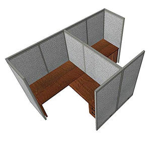 G GOF Double 2 Person Workstation Cubicle / Office Partition - Dark Cherry, 10'D x 6.5'W x 4'H