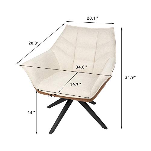 Accent Chairs Set of 2 for Bedroom Metal Legs with 360-Degree Swivel White Upholstered Computer Desk Chair for Small Spaces Home Office Living Room Bedroom Home Furnishings