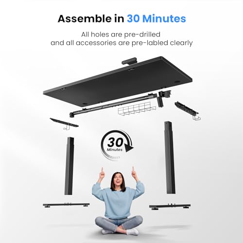 SIAGO Electric Standing Desk Adjustable - 63 x 24 Inch with Cable Management