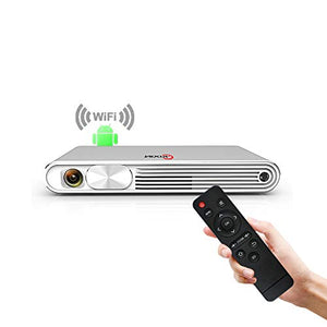 KIXIN 3D DLP Projector,1080P Smart Wi-Fi Mini Projector,300 ANSI Lumens ± 40 ° Automatic Keystone Correction 2800mA Battery Portable Projector for Laptop Mobile Phone Home Entertainment