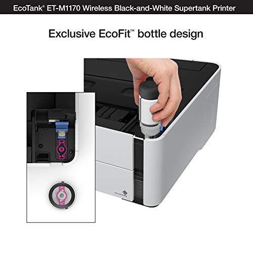 Epson EcoTank ET-M1170 Wireless Monochrome Supertank Printer, Plus Ethernet (Renewed)