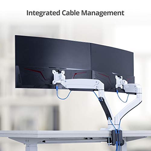 SIIG Dual Monitor Desk Mount, 17" to 35", USB 3.0 and Audio Extend Ports, Fits Two Flat/Curved Monitors, Load Bearing 33 lbs max Each, VESA 75x75 100x100, C-Clamp and Grommet Base (CE-MT3211-S1)