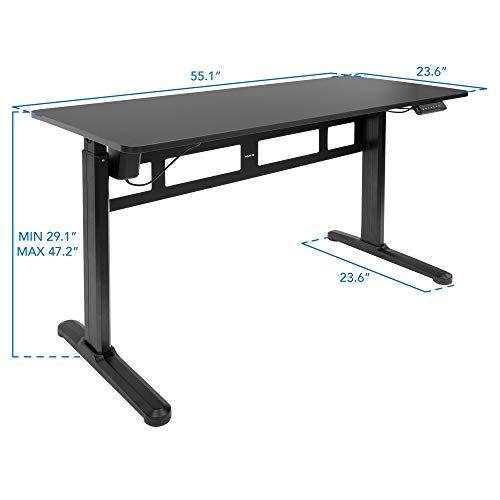 MOUNT-IT! Electric Standing Desk With Tabletop [55.1" x 23.6"] | Motorized Sit Stand Desk With Memory Control Panel, Height Adjustable Powered Desks for Home and Office, Leveling Feet (Black)