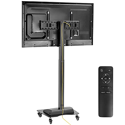 AVLT Motorized & Mobile 2-in-1 TV Lift Cart for 37-75 inch Screens - Remote Controlled, Height Adjustable Stand