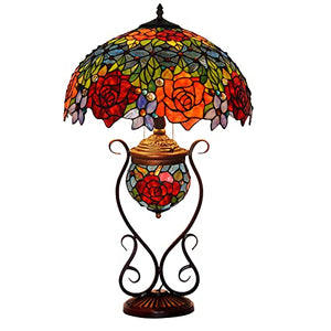 MaGiLL 18" Stained Glass Desk Lamp - Handmade Art Lamp for Living Room and Bedroom