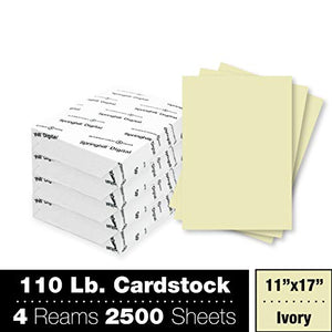 Springhill 11” x 17” Ivory Colored Cardstock Paper, 110lb, 199gsm, 1000 Sheets (4 Reams) – Premium Heavy Cardstock, Printer Paper with Smooth Finish for Cards, Flyers, Scrapbooking & More – 045320R