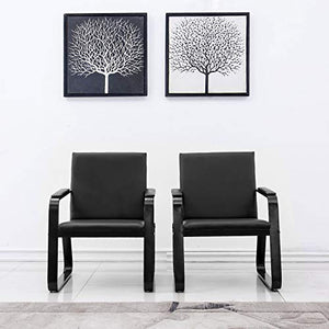 Bestmart Black PVC Leather Waiting Room Chairs Set of 2 - Office Reception Lobby Furniture