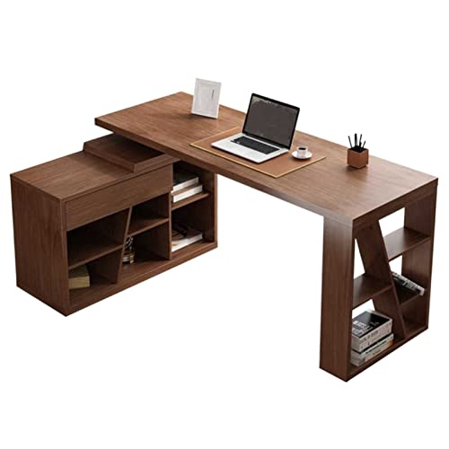 BinOxy Computer Desk with Bookshelf and Rotatable Locker - Modern Luxury Home Office PC Desk