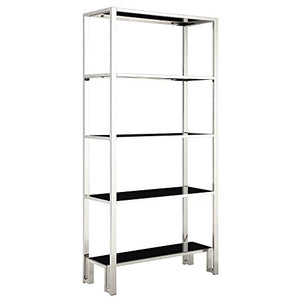 Modern Bookcase Shelves Chrome Black Shelving Unique Bookshelf- 100% Satisfaction Guarantee