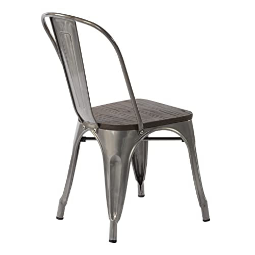 FurnitureR Metal Dining Chairs Set of 4 - Outdoor/Indoor Trattoria Stackable Chairs - Chic Industrial Bar Chairs - Coffee, 300 LBS
