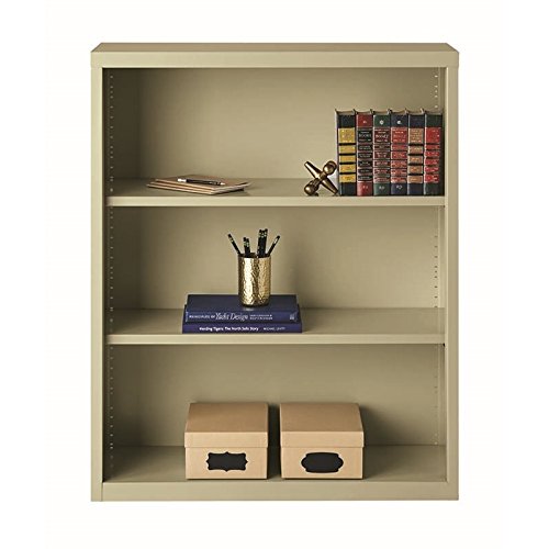 Hirsh 3 Shelf Metal Bookcase in Putty