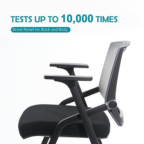 BLANEDUO Folding Conference Room Chairs with Lumbar Support & Armrests, Stackable (4 Pack)