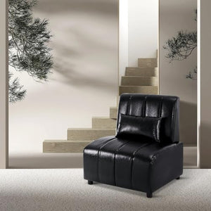 MCombo Accent Sofa Chair, Faux Leather Armless Modular Guest Reception Chair - Black