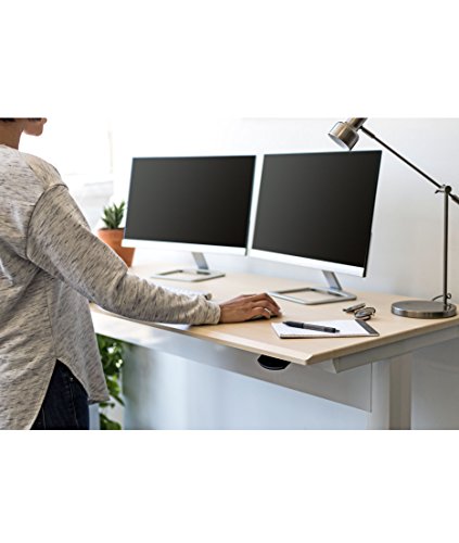 Pneumatic Adjustable Height Standing Desk (56", White Frame/Birch Top)
