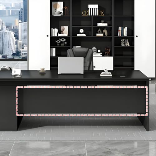KWOKING Elegant Executive Desk with Reversible L-Shape Design - Black 78.7" L x 31.5" W x 29.5" H