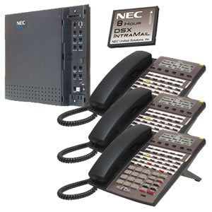NEC DSX-40 System Kit (1) DSX-40 KSU, (1) 2-port/8-hour Intramail, (3) 34-button Phone Black