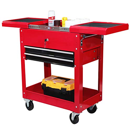 TCE Service Utility Tool Cabinet Cart 350 LBs 2 Drawer Slide Top, Black, ATC310U by TCE