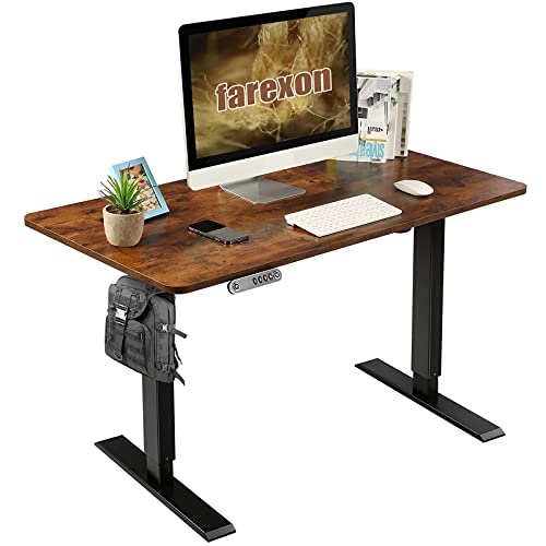 Stand Desk Electric Desk Adjustable Height Computer Desk,Farexon 48 x 24 Inches Sit Stand Home Office Table I Shaped Desk with Memory Preset Height