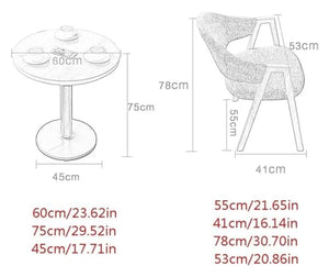 DioOnes Table Set with Chairs - 60cm Small Round Dining Table and Leisure Sofa Cloth Seats