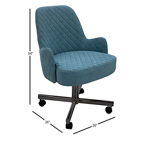 Generic Aqua Blue Fabric Upholstered Caster Chairs (Set of 2) - Modern Contemporary Metal Finish