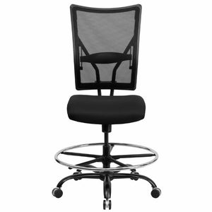 LIVING TRENDS Marvelius Series Big & Tall 400 lb. Rated Black Mesh Ergonomic Drafting Chair