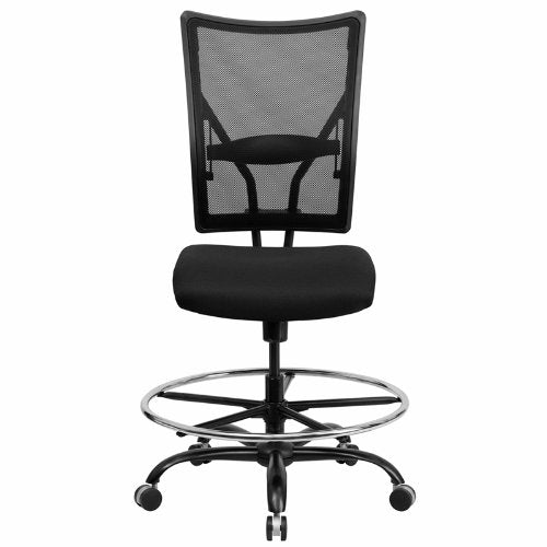 LIVING TRENDS Marvelius Series Big & Tall 400 lb. Rated Black Mesh Ergonomic Drafting Chair