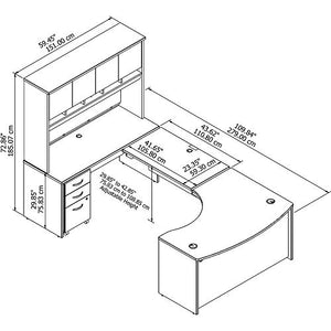 Bush Business Furniture Series C 60W x 43D Left Hand 3 Position Sit to Stand U Shaped Desk with Hutch and Mobile File Cabinet in Hansen Cherry/Graphite Gray