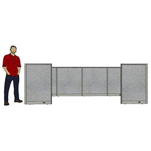 G GOF Double 4 Person Workstation Cubicle (11'D x 13'W x 4'H) - Grey