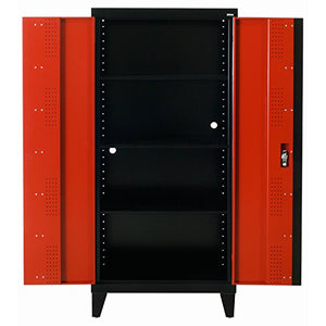 Sandusky Lee GF3F361872-019L Modular System Storage Cabinet, 2 Door, 36" Width x 18" Diameter x 79" Height, Black/Red