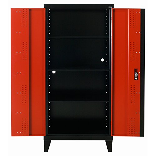 Sandusky Lee GF3F361872-019L Modular System Storage Cabinet, 2 Door, 36" Width x 18" Diameter x 79" Height, Black/Red