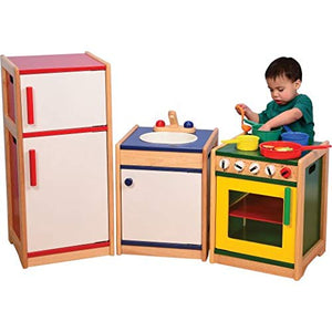 Constructive Playthings Toddler's Dream Kitchen Set with Oven/Stove, & Sink, Set of 3