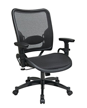 SPACE Seating Deluxe AirGrid Dark Back and Seat, 2-to-1 Synchro Tilt Control, Adjustable Arms, Tilt Tension and Lumbar Support with Gunmetal Finish Base Managers Chair