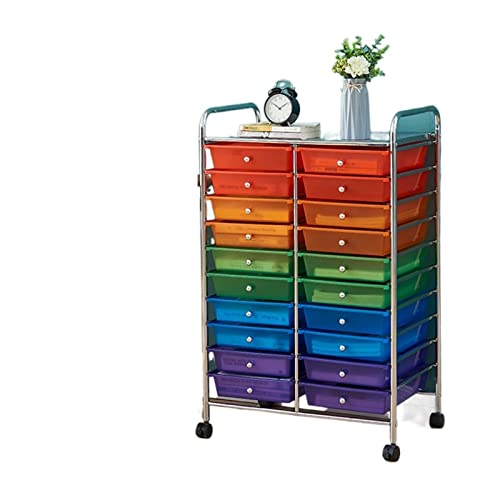 Rainbow Drawer Rolling Storage Cart Scrapbook Paper Organizer (Silver)