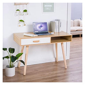 BinOxy Computer Desk with Bookcase - Nordic Wood Writing Desk for Home Office and Study