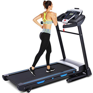 ANCHEER 3.25HP Folding Treadmill with APP Control, Electric Automatic Incline Treadmill with Bluetooth Speaker, Motorized Running Jogging Machine for Gym Home & Office Workout (Black)