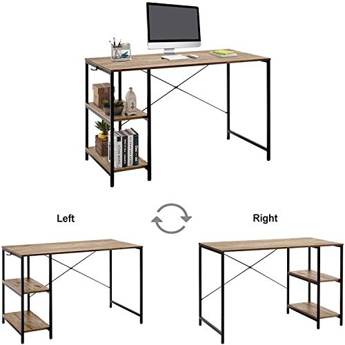 LINSY HOME 47 Inch Computer Desk, Writing Laptop Table for Work Study with Shelf, LS209V1-A