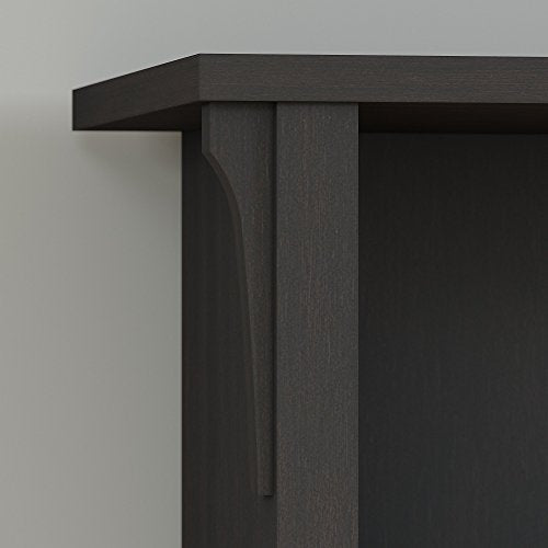 Bush Furniture Salinas 60W L Shaped Desk with Lateral File Cabinet and 5 Shelf Bookcase in Vintage Black
