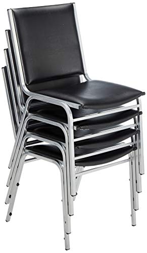 Lorell Padded Armless Stacking Chair, 35.6" x 20.8" x 19.4", Black