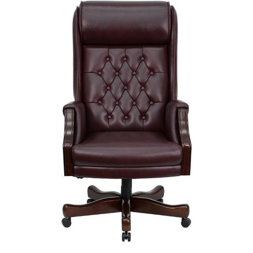 Flash Furniture High Back Traditional Tufted Burgundy Leather Executive Swivel Chair with Arms