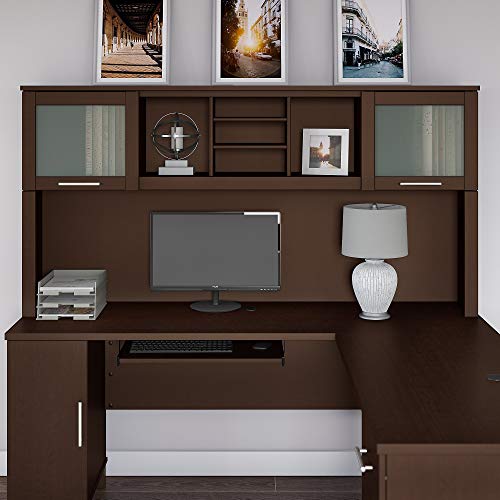 Bush Furniture Somerset 72W Hutch for L Shaped Desk in Mocha Cherry