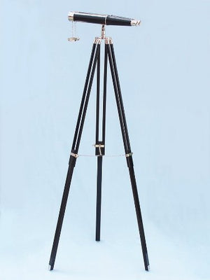 Floor Standing Admiral's Chrome/Leather Binoculars on stand 62" - Nautical