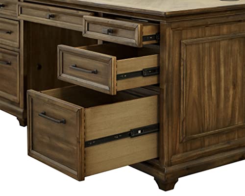 Martin Furniture Traditional Wood Credenza Desk, Brown - Office Writing Table with Storage