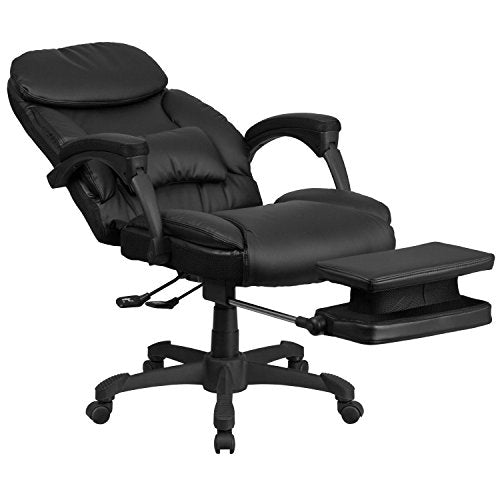 Flash Furniture High Back Black Leather Executive Reclining Swivel Chair with Comfort Coil Seat Springs and Arms