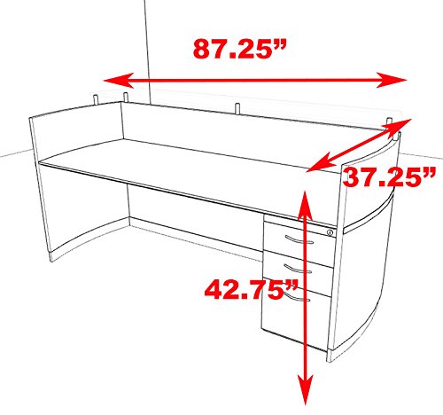 UTM Furniture Modern Glass Counter Reception Desk Set, 2pc - RO-NAP-R2