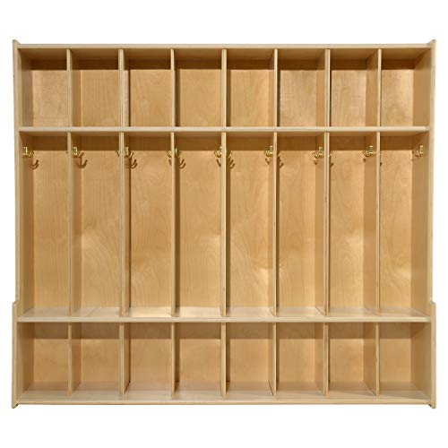 Contender 8-Section Coat Locker with Bench & Cubby Storage, Wooden Backpack Cubby Storage Organizer with Hooks for Daycare, Classroom, Home [Greenguard Gold Certified]