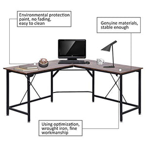 Dawoo L Shaped Desk, Gaming Computer Corner Desk Pc Studio Table Workstation for Home Office,150cm(L)60cm(W)75cm(H)(Rustic Brown)