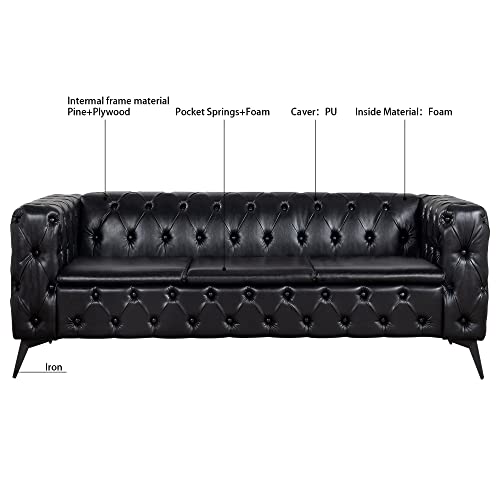 Generic 3 Seater Sofa Black Modern Contemporary