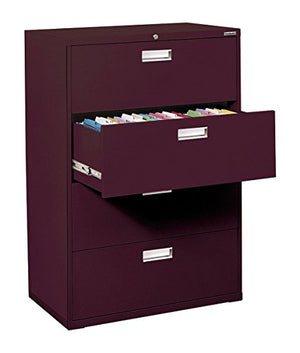 Sandusky Lee LF6A364-03 600 Series 4 Drawer Lateral File Cabinet, 19.25" Depth x 53.25" Height x 36" Width, Burgundy